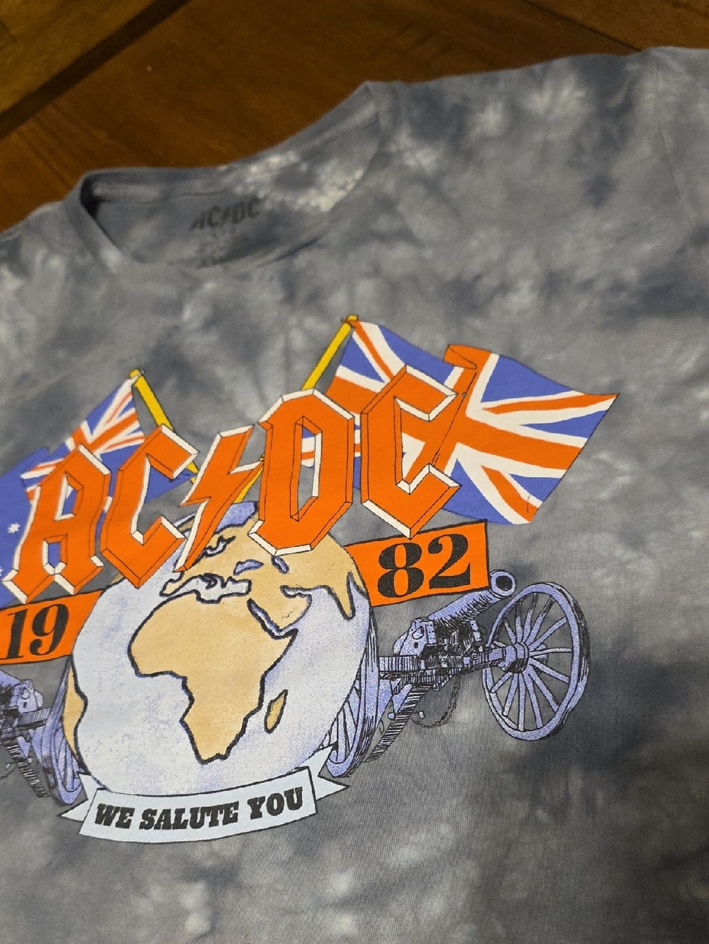 AC/DC 1982 "We Salute You" Tie-Dye Tee Sz L - Picture 4 of 11